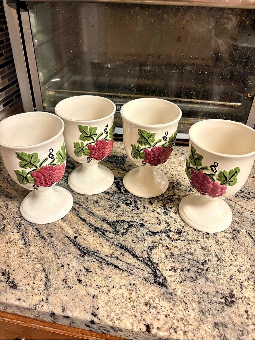Vintage Wedgwood Provence Queensware Footed Egg Cups Set of 4 Grape Leaf Pattern
